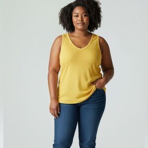 NWT - Blumin Woman’s Plus Size Yellow Ribbed Stretchy Tank - Size 3XL
